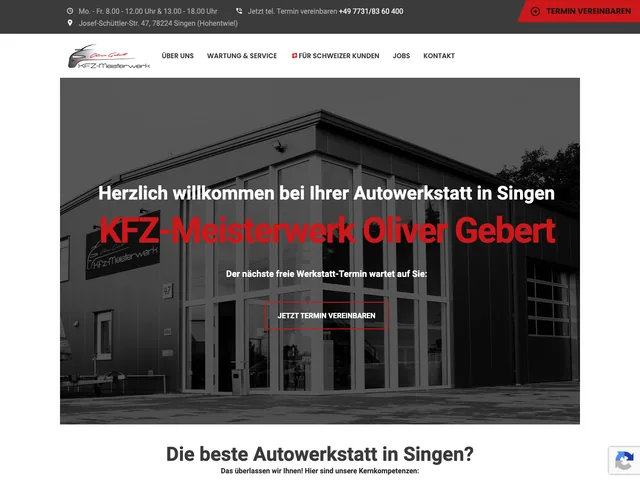 Startseite von autowerkstatt-singen.de - KFZ-Meisterwerk Oliver Gebert